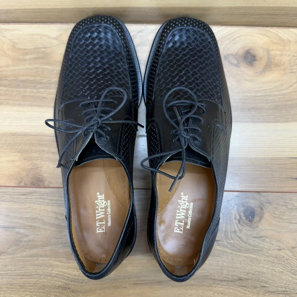 ET Wright Masters Collection Woven Oxford Mens 8.5 EE Black Leather Perf Modern